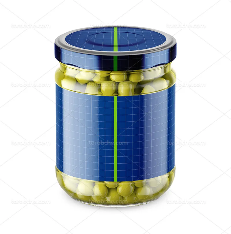 موکاپ ظرف نخود سبز شیشه ای | گرافیک با طعم تربچه