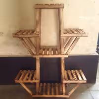 استند گل و گلدان چوبی 