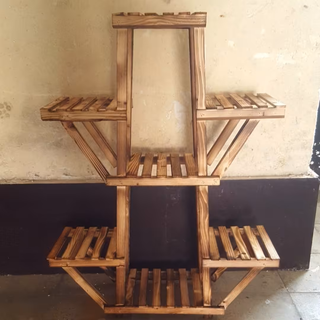 استند گل و گلدان چوبی 