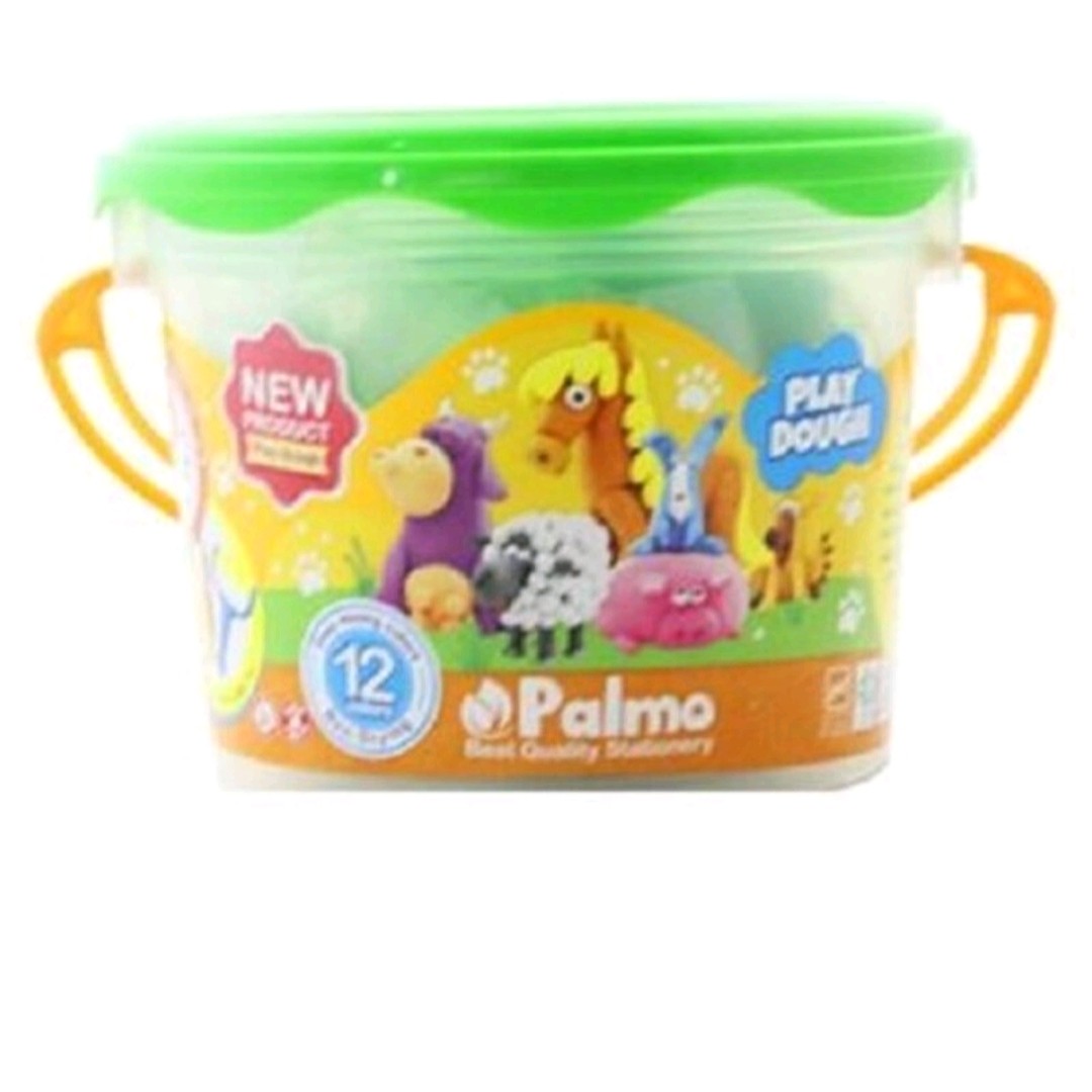 خمیر بازی 12رنگ سطلی پالمو