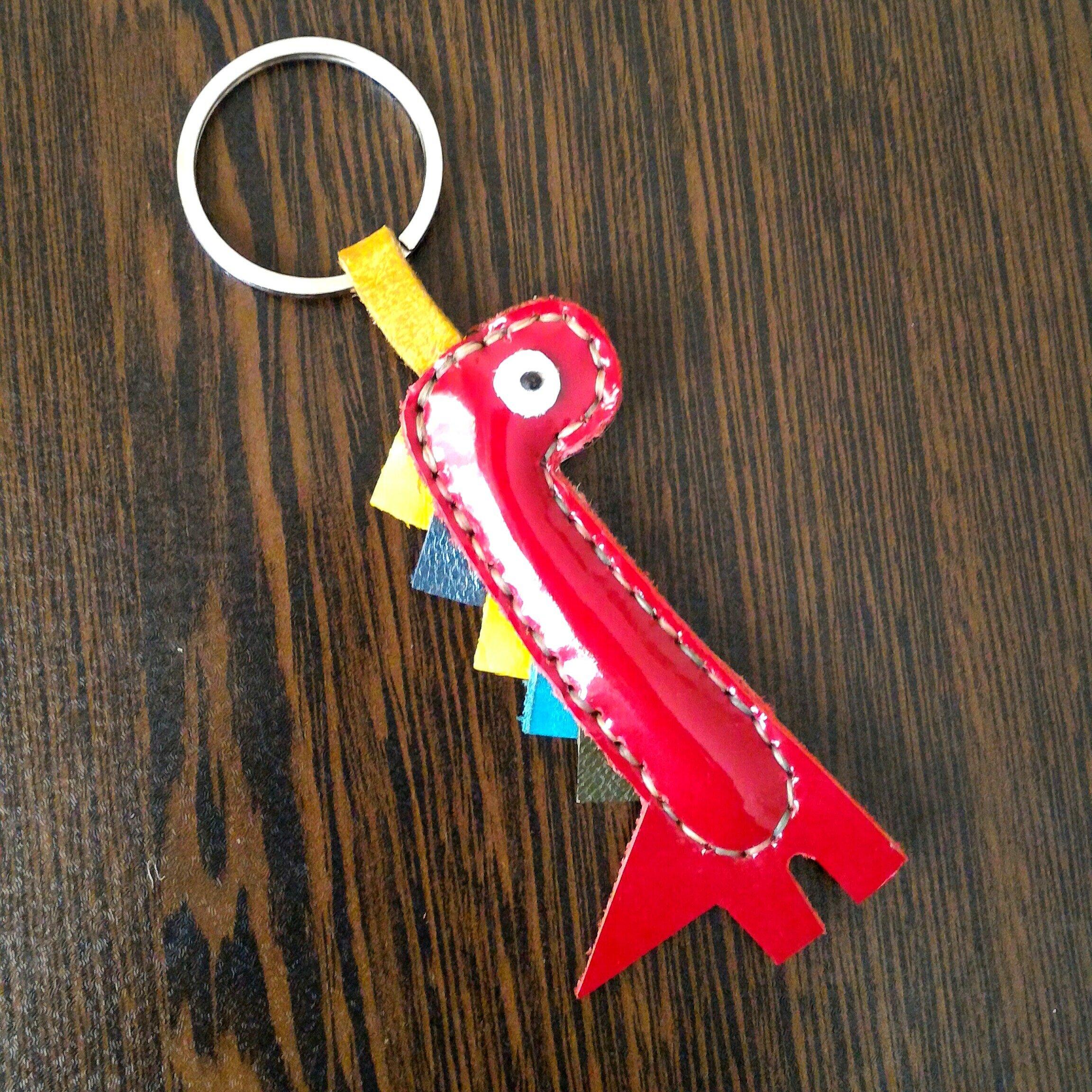 جاکلیدی چرمی دایناسور دست دوز (چرم طبیعی)