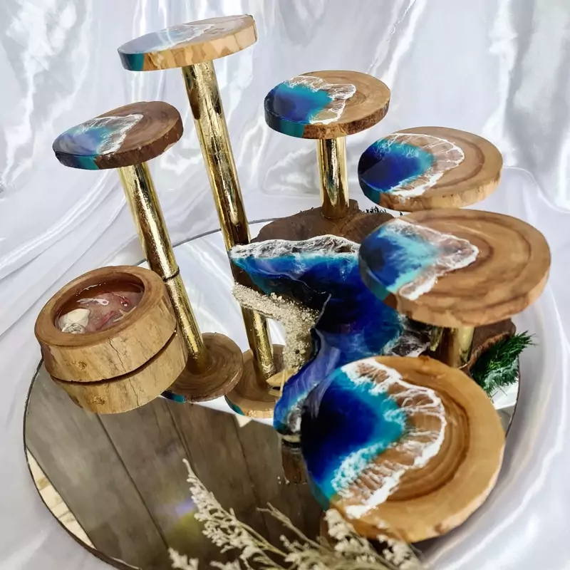 استند چوب و رزین طرح دریا