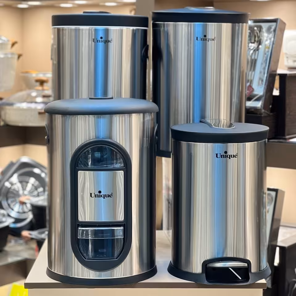 سطل زباله استیل سطل برنج استیل یونیک شرکتی  هزینه ارسال رایگان 