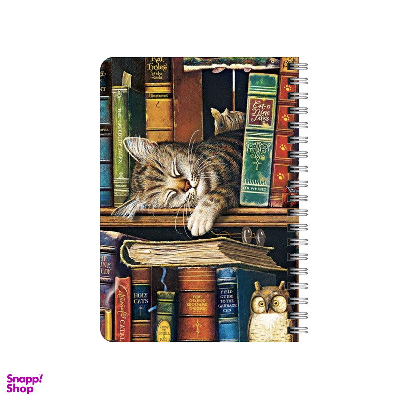 دفترچه یادداشت بامبیلیپ مدل چوبی طرح گربه کتابخوان کد 1846274