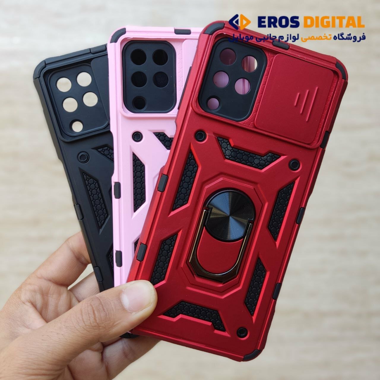 قاب ضد ضربه گوشی A22 4G محافظ لنز دار کشویی تاندربولت - آبی سورمه ای