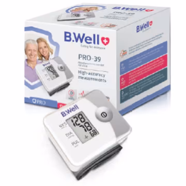 فشارسنج دیجیتال بی ول BWELL PRO39 (مچی)
ساخت سوئیس،
اندازه گیری بسیار دقیق و مطمئن فشار خون