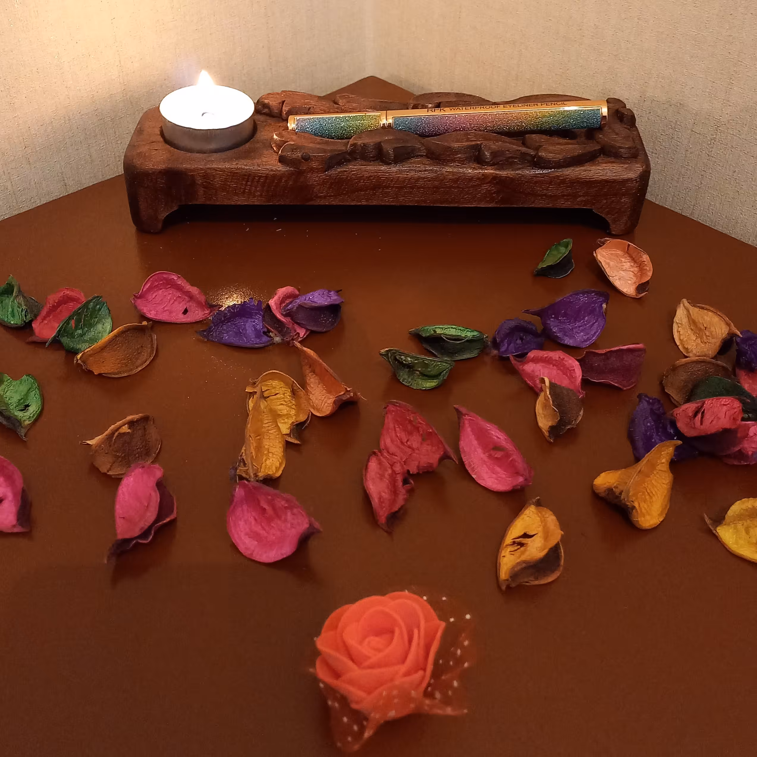 جا شمعی رو میزی زیبا منبت کاری شده