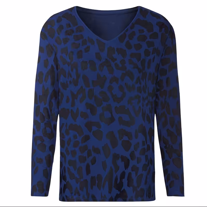 بلوز آستین بلند زنانه برند آلمانی اسمارا رنگ آبی سرمه ای طرح دار سایز S