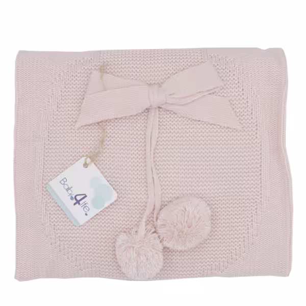 پتو بافت نوزاد بیبی فور لایف Baby 4life مدل پاپیون دار صورتی