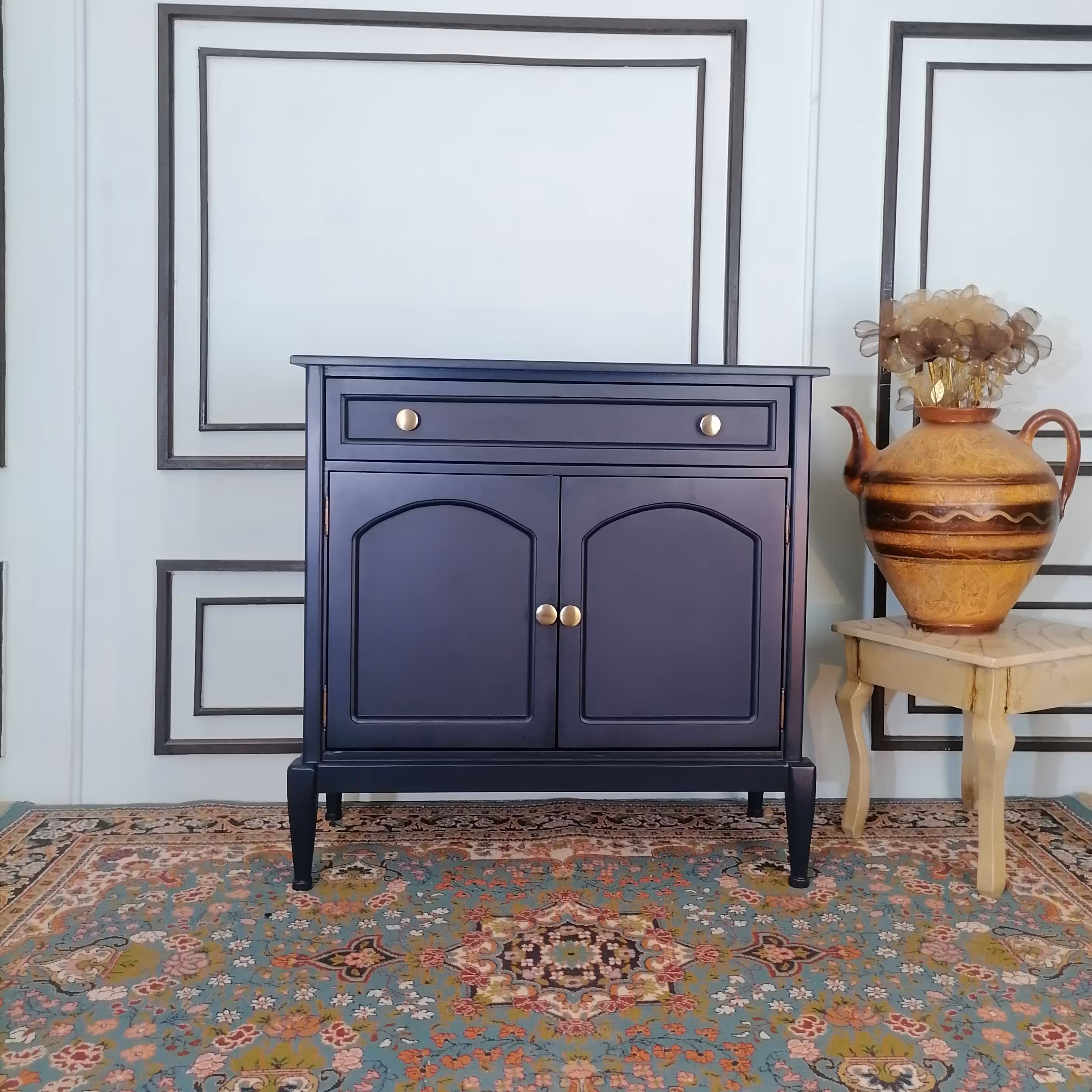 کنسول کنارسالنی دو درب سرمه ای با ابعاد 90.90.40 (پس کرایه)