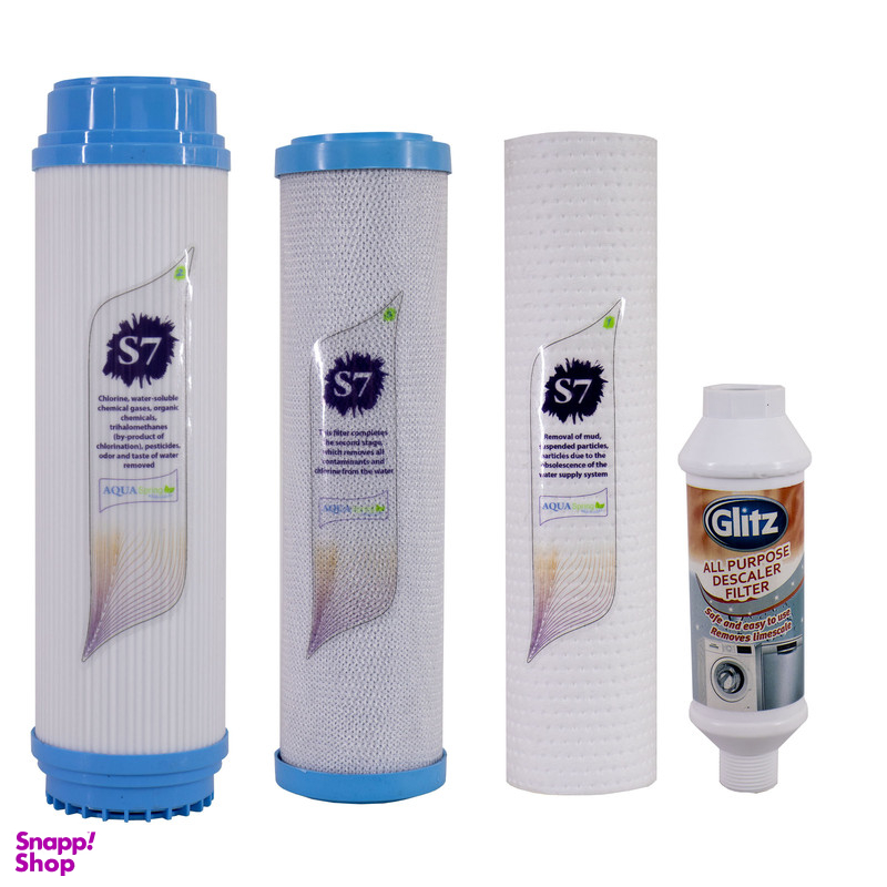 فیلتر دستگاه تصفیه آب آکوآ اسپرینگ مدل F-S7-B3G مجموعه 3 عددی به همراه رسوب گیر گلیتز