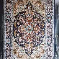 فرش پاتریس  فرش گلیم عشایری400شانه طرح بخشایش سرمه ای قالیچه 4متری