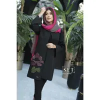 مانتو مجلسی مخمل دوزی رنگ یاسی کبود مدل حورا کد 1899 برند SET