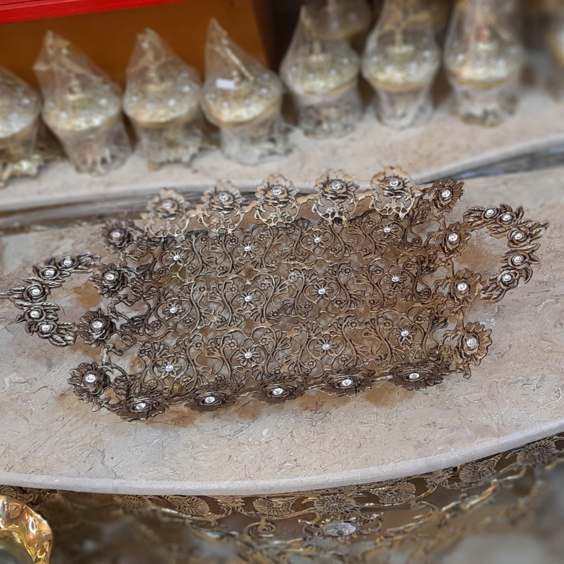سینی توری برنزی سیاه قلم