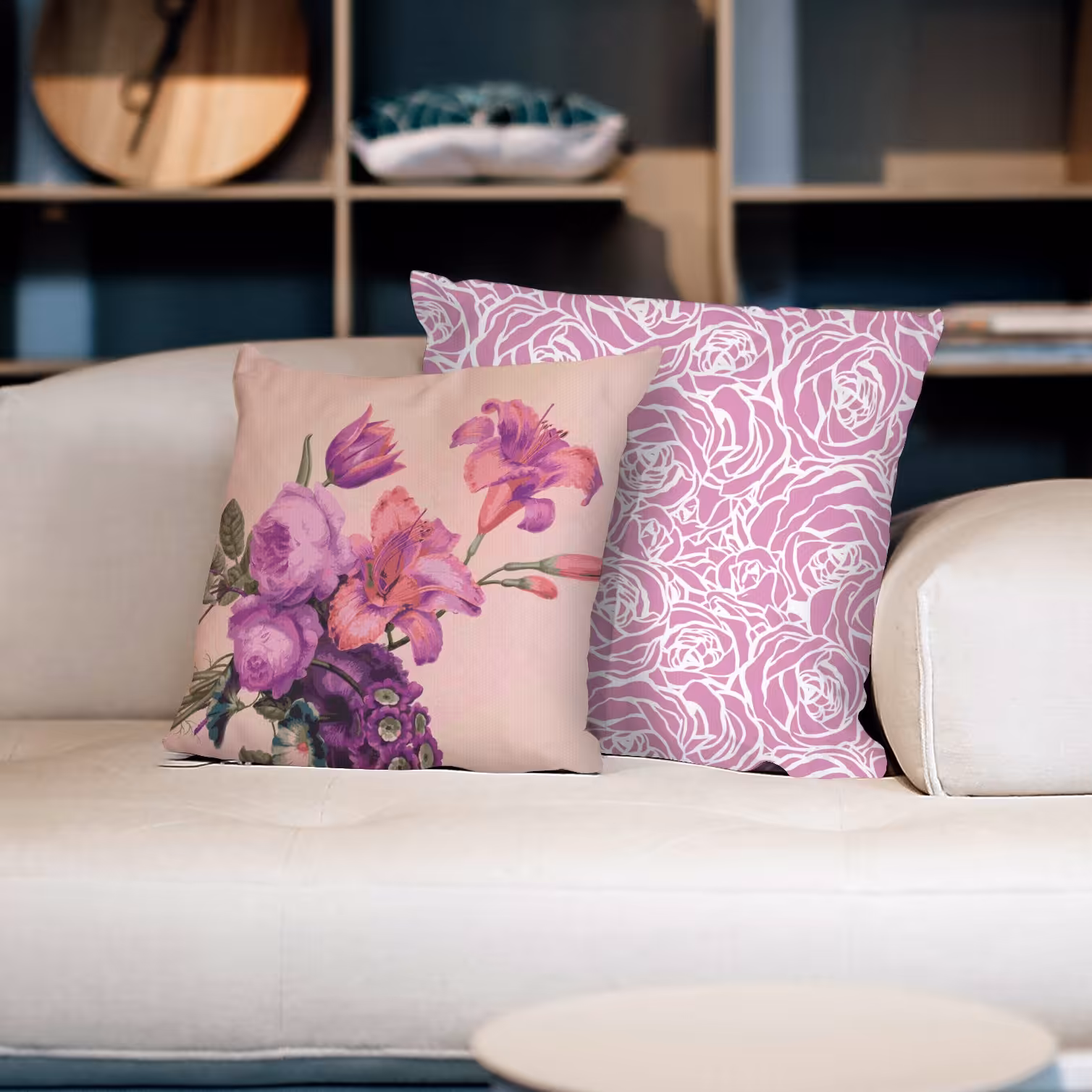 یک عددکاورکوسن مخمل طرح گل درشت 40 در 40 زیپ دوزی شده پشت ساده