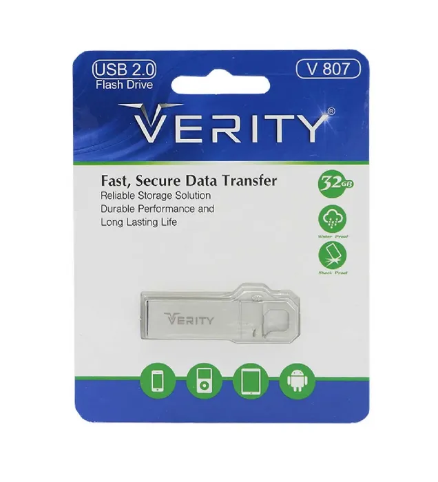 فلش مموری وریتی مدل V807 ظرفیت 32 گیگابایت نقره ای