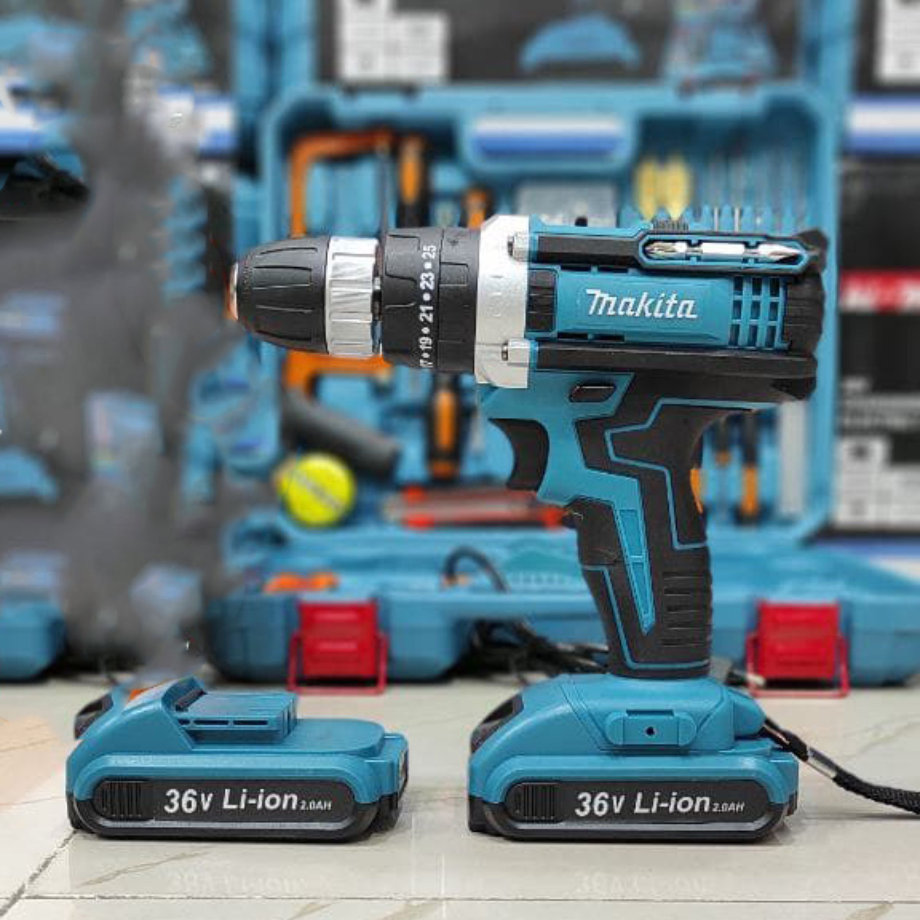 دریل شارژی ماکیتا با پک لوازم کامل 36ولت