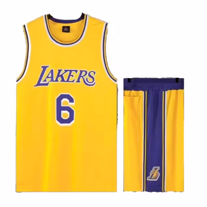 پیراهن شورت بسکتبالی لس آنجلس لیکرز زرد لبران جیمز شماره 6