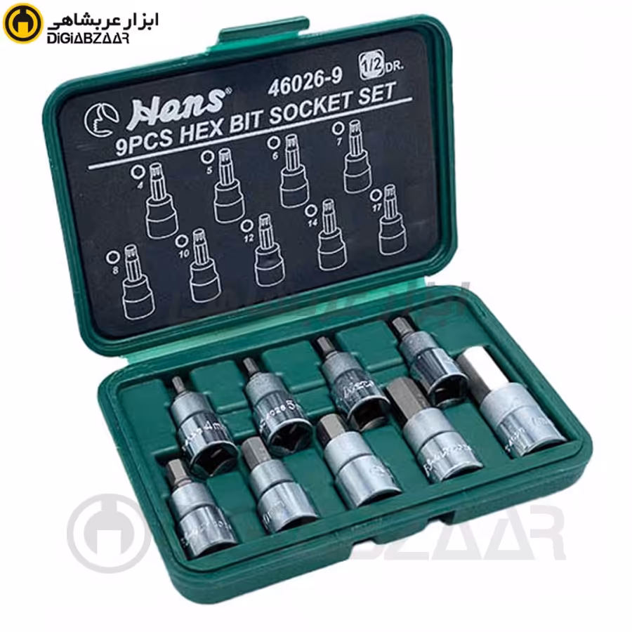 جعبه بکس آلنی 9 پارچه هنس 4 الی17 مدل HANS 46026-9