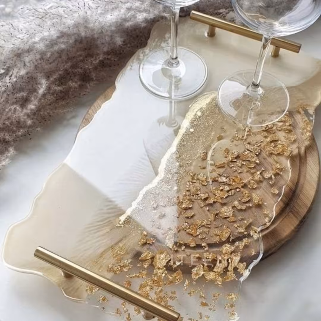 سینی رزینی با ورق طلا