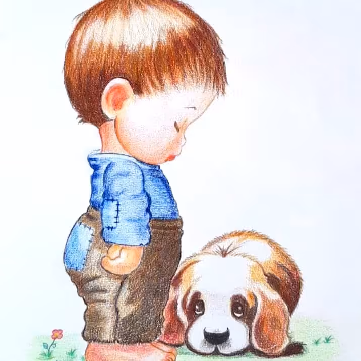 نقاشی مداد رنگی فانتزی اندازه 32در24