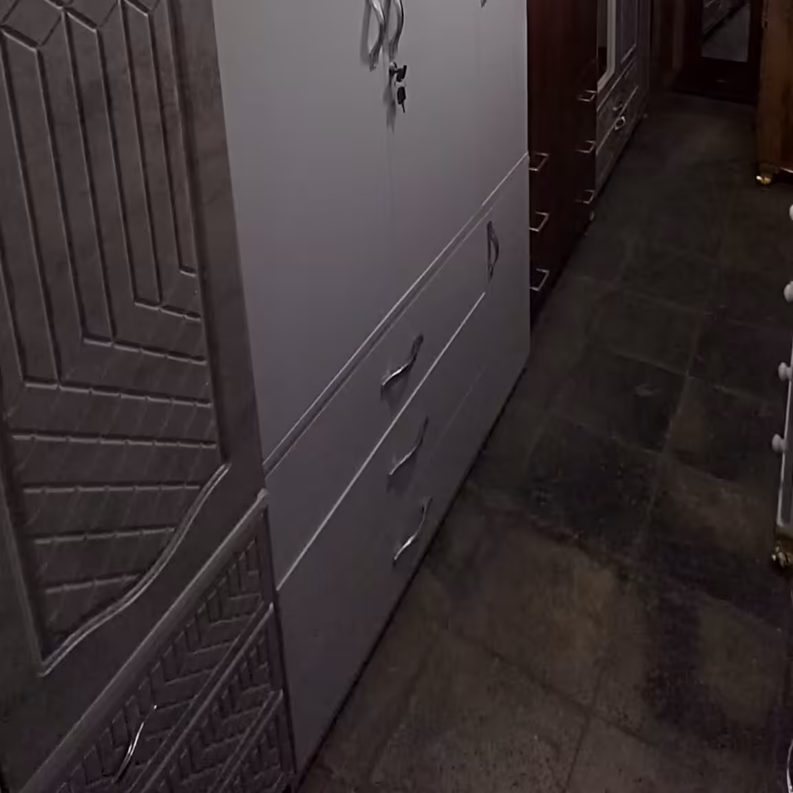 کمد لباس 3 درب باکس دار رنگ سفید