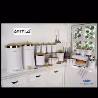 سرویس آشپزخانه ریور 26 پارچه کمرباریک و رنگ سفید با درب گنبدی شکل و زیره اکرلیک