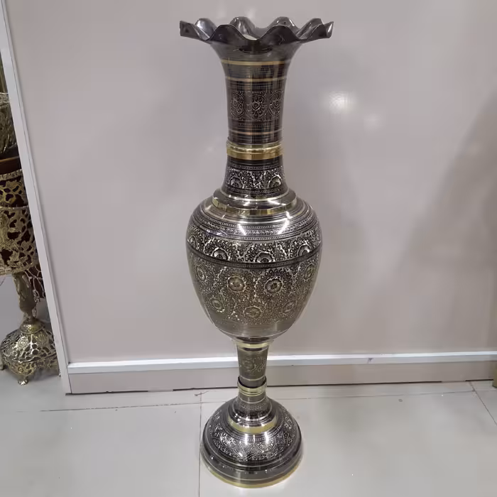 گلدان تمام برنج 30 اینچ ساده صنایع دستی پاکستان