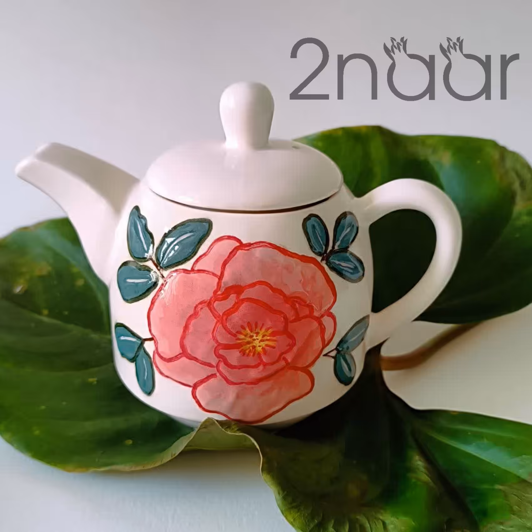 قوری گل قرمزی سرامیکی (تک نسخه) آماده ی ارسال( با هماهنگی قبلی در گفتگو )