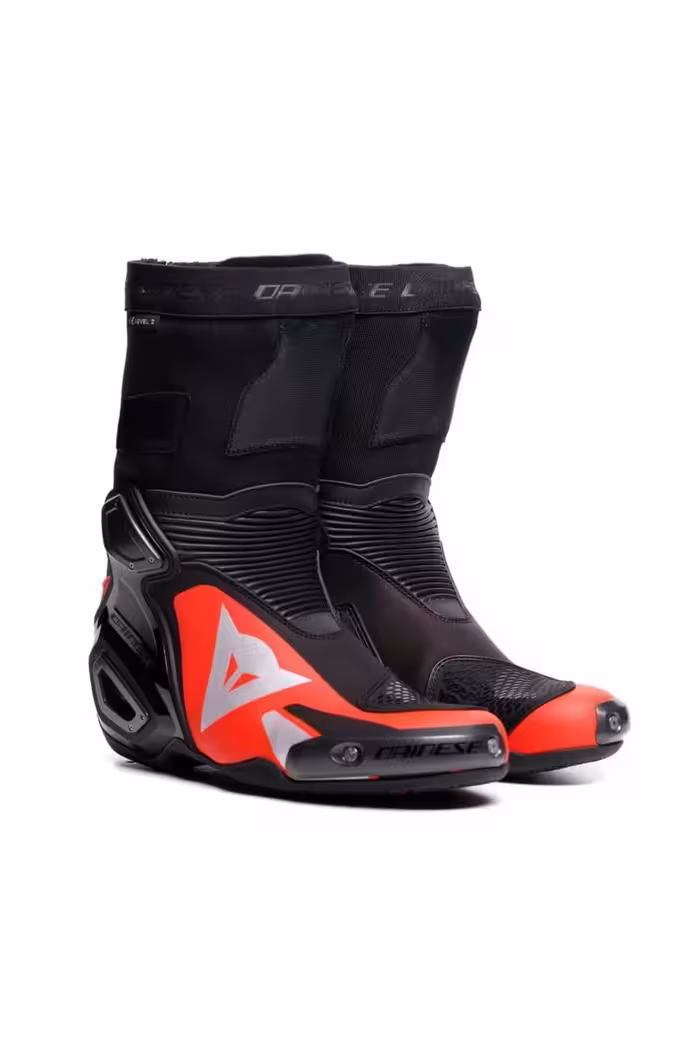 کفش و بوت موتورسیکلت مشکی مردانه پوتین چرمی فلزی قرمز 2 محوری Dainese