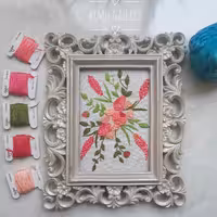 قاب گلدوزی شده رزینی گل 