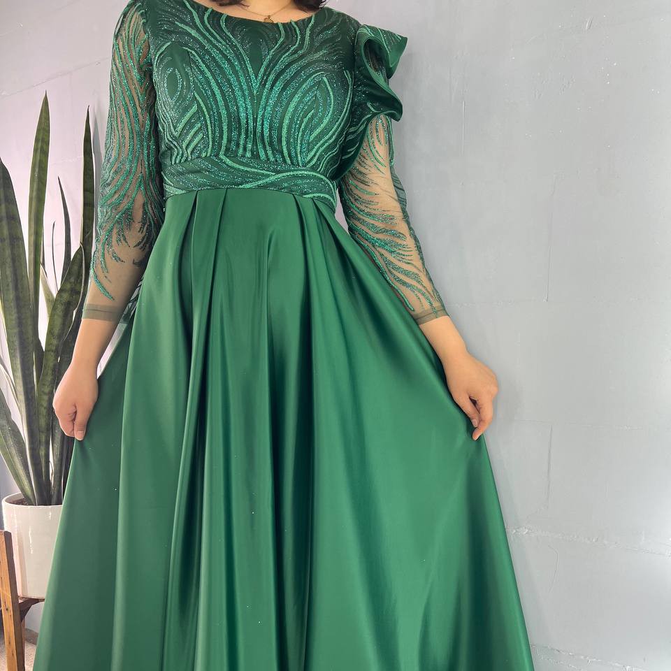 پیراهن مجلسی زنانه ساتن و تور شاین لاکچری 38تا48