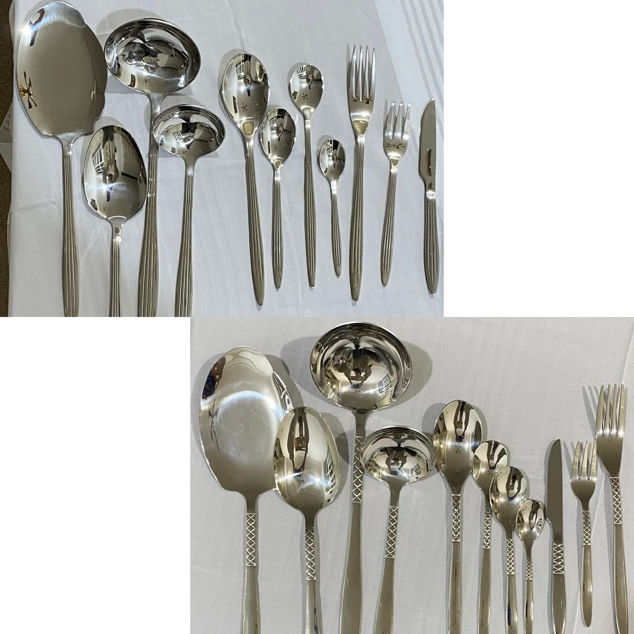 سرویس قاشق و چنگال یونیک 120پارچه دهانه اروپایی24نفره نقره ای تمام استیل خالص آهنربانگیر حک یونیک آلمان 