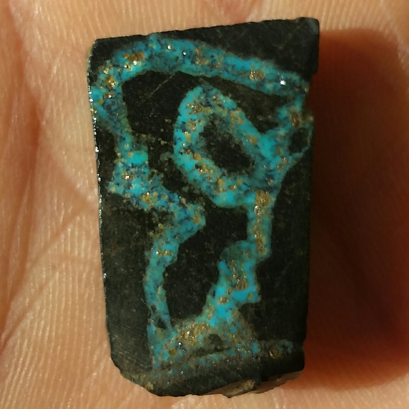 اسلایس سنگ راف فیروزه مصور اصل نیشابور پیریت طلایی دار 100 در 100 طبیعی محششششر