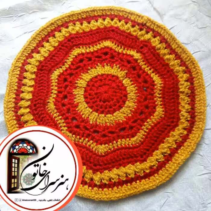  قلاب بافی طرح دایره مناسب برای رومیزی عسلی و دریم کچر 