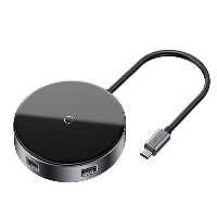 شارژر وایرلس و هاب چهار پورت بیسوس Baseus WXJMY-0G Circular Mirror Wireless Charger HUB