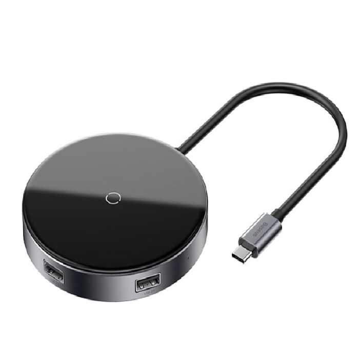 شارژر وایرلس و هاب چهار پورت بیسوس Baseus WXJMY-0G Circular Mirror Wireless Charger HUB
