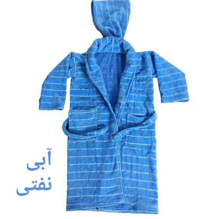حوله پالتویی کودک مدل راه راه سایز 90 رنگ آبی