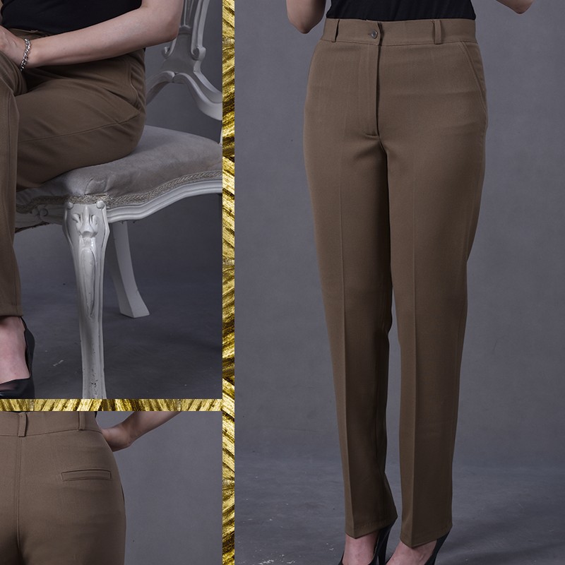 شلوار گاباردین کش ترک نسکافه ای