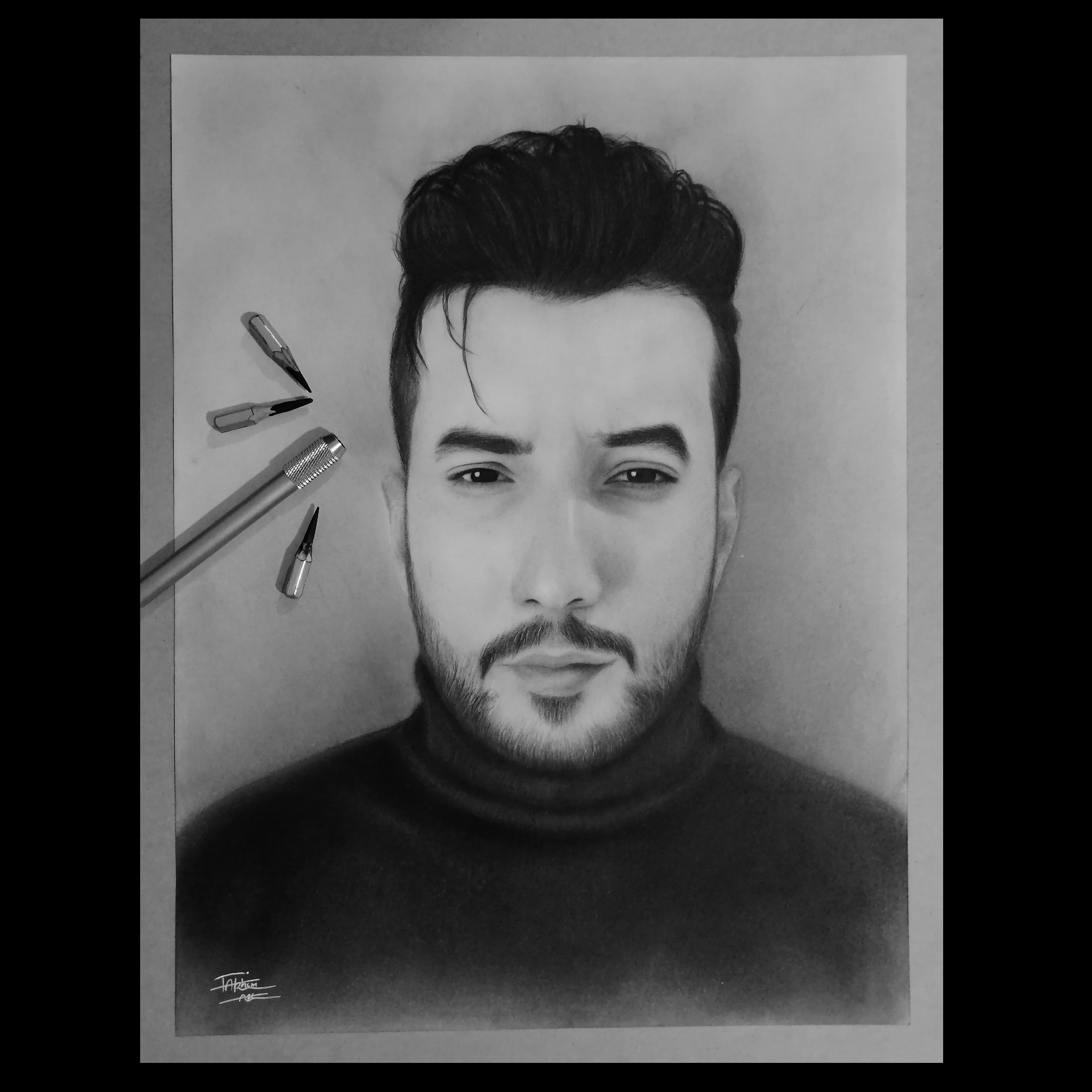 نقاشی سیاه قلم به سفارش مشتری گرامی،در ابعاد 30در40 سانتی متر