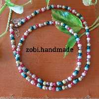 ست بند عینک و دستبند مروارید رنگی