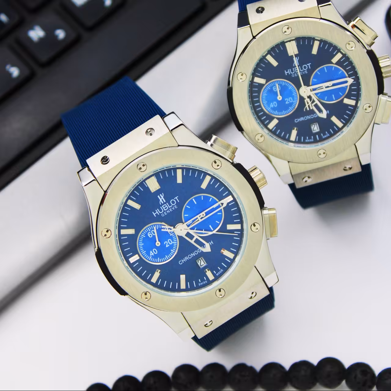 ساعت مچی ست زنانه و مردانه هابلوت-بند رابر3موتور فعال(کرنوگراف)مدل 582888