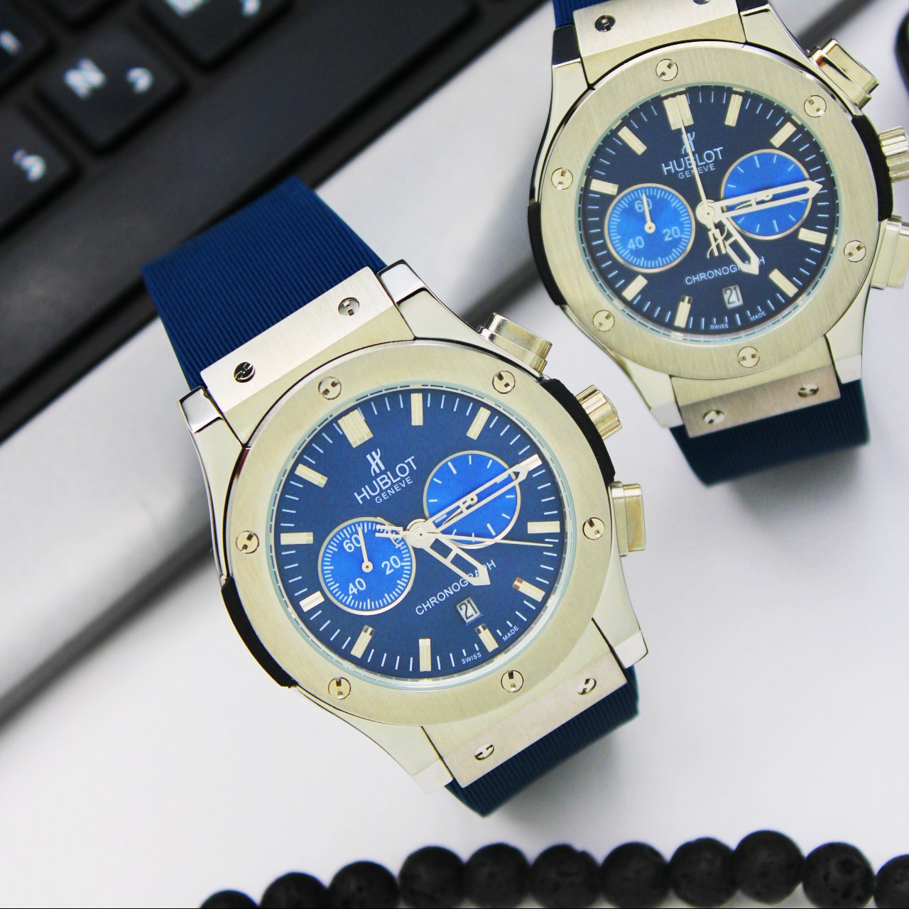 ساعت مچی ست زنانه و مردانه هابلوت-بند رابر3موتور فعال(کرنوگراف)مدل 582888