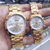 ساعت کاسیو ست زنانه و مردانه تقویم دار استیل رنگ ثابت ضدآب موتور ژاپن پشت ساعت حک شده طرح 3موتور ارسال رایگان با جعبه