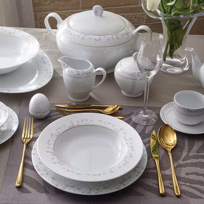 سرویس چینی زرین 12 نفره کامل برایدال سفید (102 پارچه)