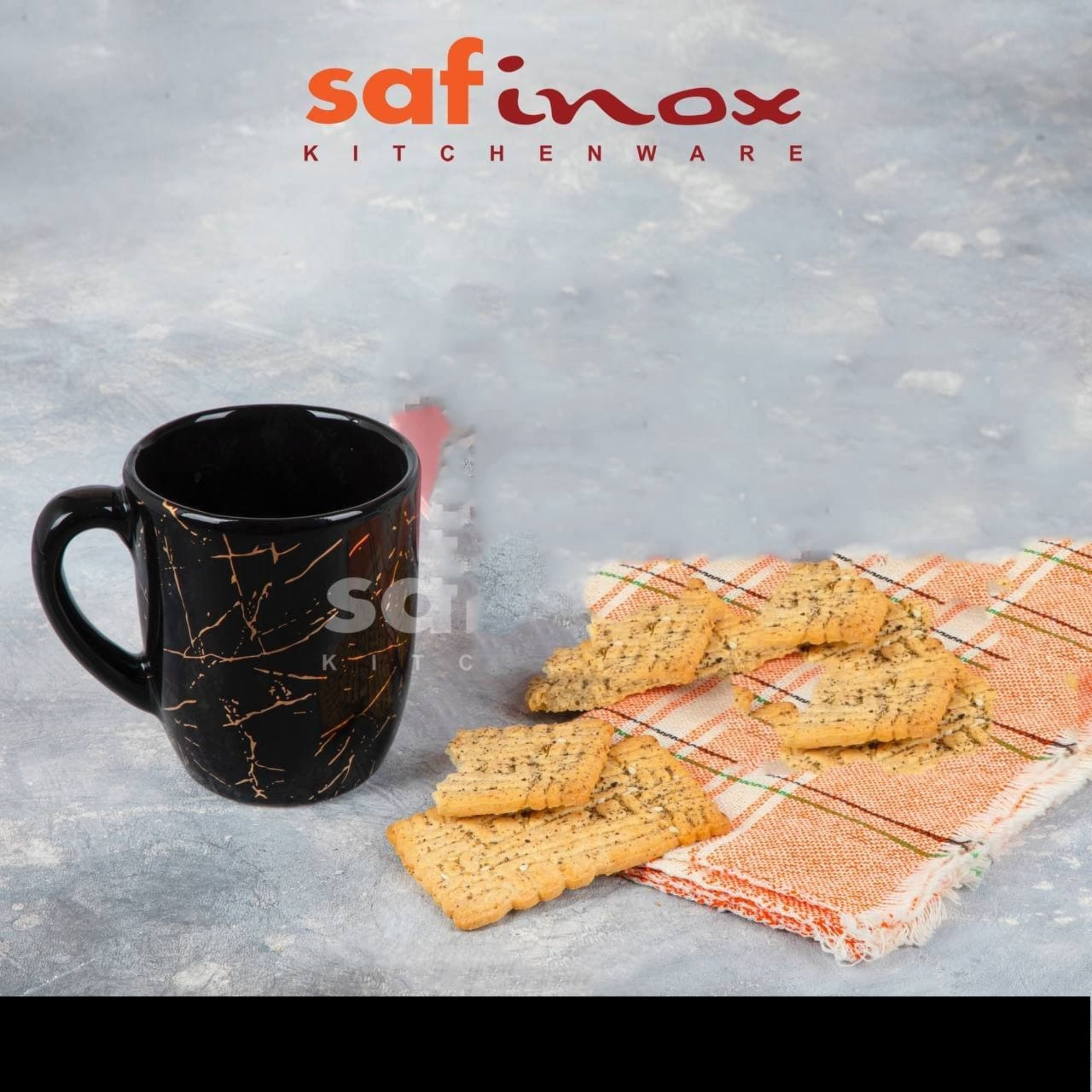 ماگ سرامیکی ماربل کد 403 مشکی جفت(2 عددی)