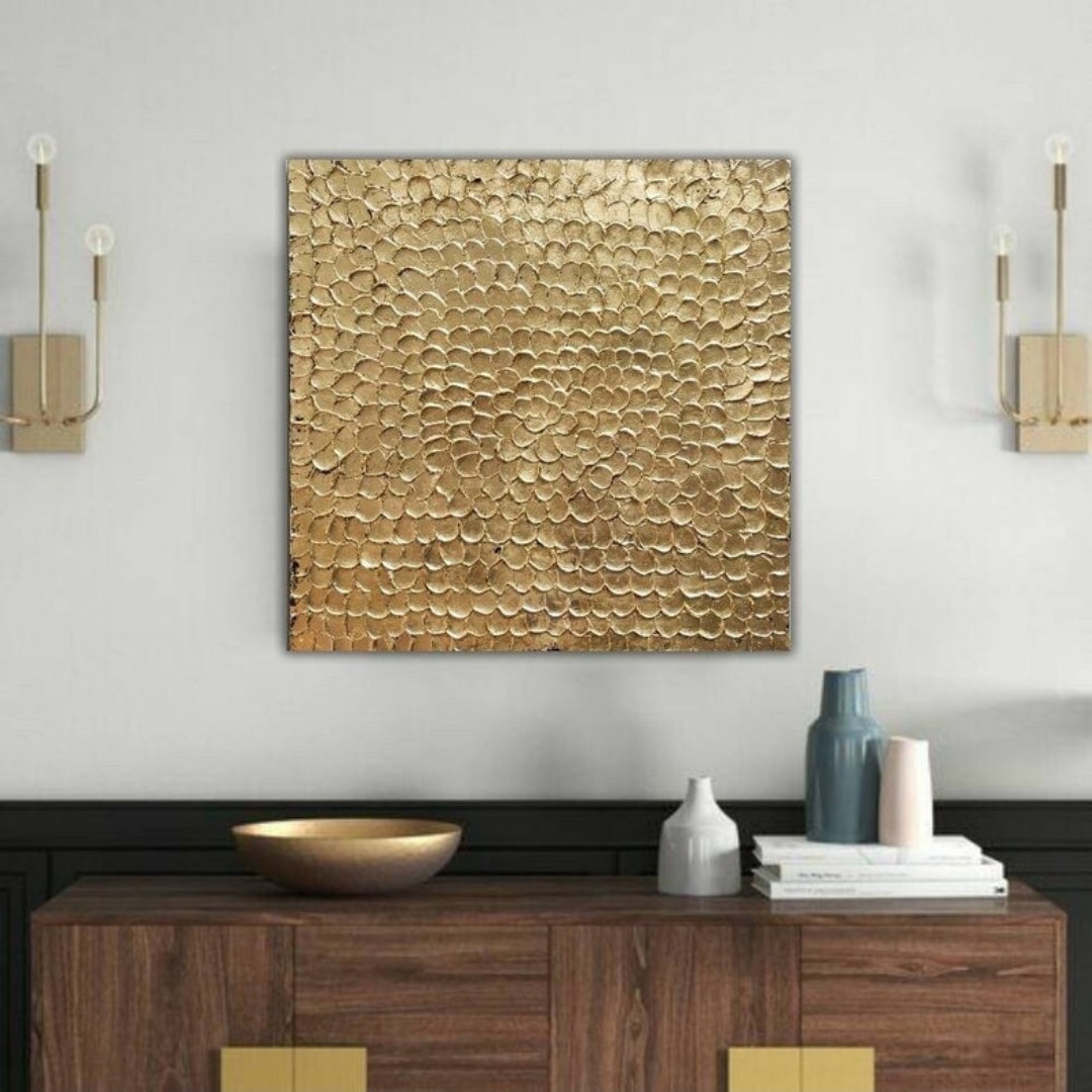 تابلو نقاشی دکوراتیو خمیرتکسچر و ورق طلا