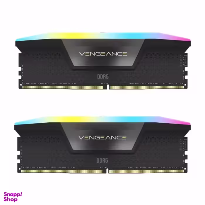 رم کامپیوتر DDR5 دو کاناله 6000 مگاهرتز CL36 کورسیر مدل Vengeance RGB ظرفیت 16 گیگابایت بسته 2 عددی