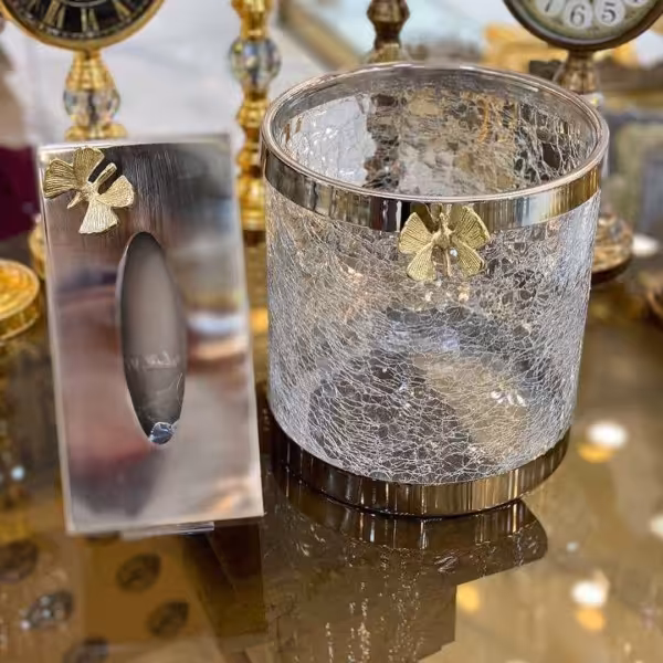 سطل و جا دستمال شیشه ایی