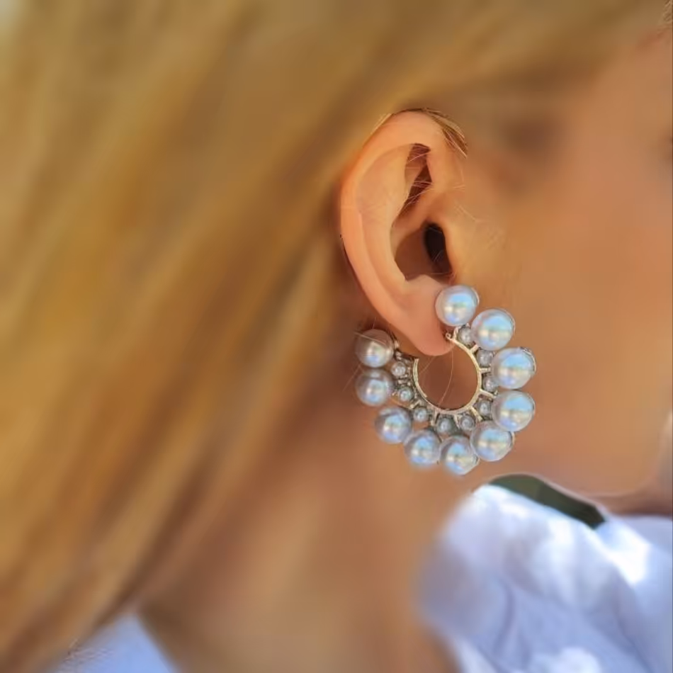 گوشواره استیل مرواریدی نقره ای (ارسال رایگان)